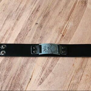 Black Leather Nordic Viking Silver Phoenix Bracelet